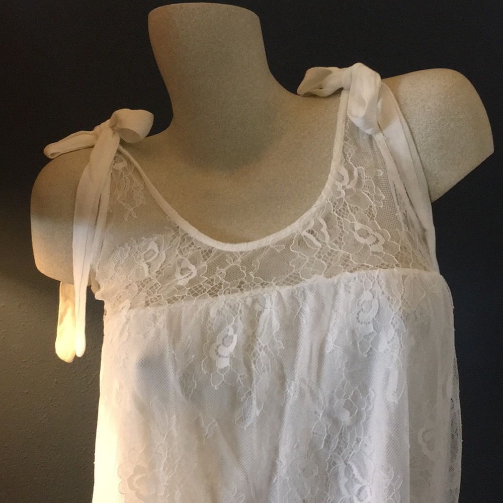 NWT Lace Bow Tank White